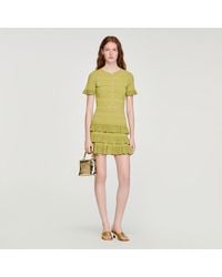 Sandro - Cropped Ruffled-Sleeve Cardigan - Lyst