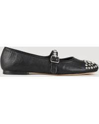 Sandro - Leather And Rhinestone Ballet Flats - Lyst