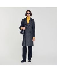 Sandro - Double-Breasted Virgin Wool Coat - Lyst