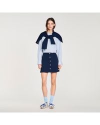 Sandro - Short Ribbed Skirt With Press Studs - Lyst