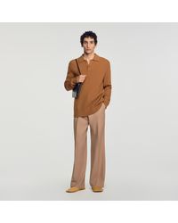 Sandro - Ribbed Wool Polo Shirt - Lyst
