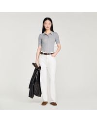 Sandro - Pointelle Polo-Neck Wool Jumper - Lyst