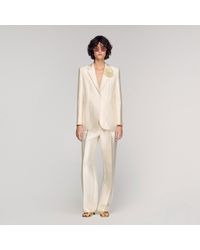 Sandro - Satin Jacket With Flower Detail - Lyst