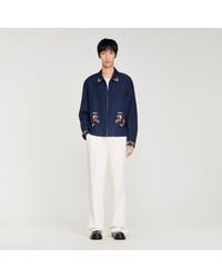Sandro - Embroidered Wing Collar Jacket - Lyst