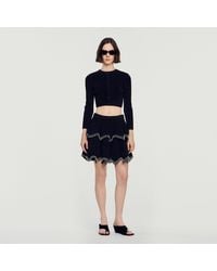 Sandro - Velvet Knit Cropped Cardigan - Lyst