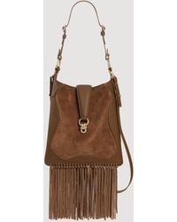 Sandro - Leather And Suede Fringe Bag - Lyst