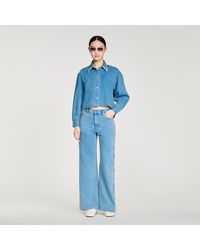 Sandro - Denim Shirt With Rhinestones - Lyst