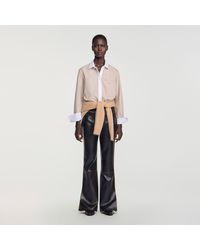 Sandro - Striped Shirt With Contrast Collar - Lyst