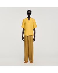 Sandro - Linen Shirt With Shark Collar - Lyst