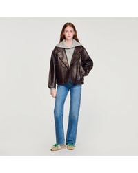 Sandro - Blouson en cuir oversize - Lyst