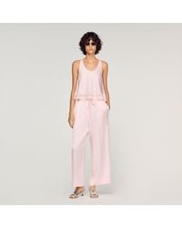 Sandro - Satin Top With Lace - Lyst