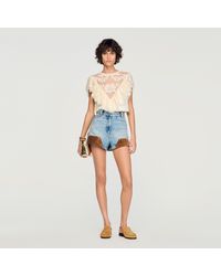 Sandro - Floral Guipure Crop Top - Lyst