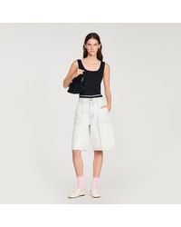 Sandro - Beaded Embroidered Cotton Vest Top - Lyst