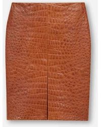 Saint Laurent - Crocodile Leather Skirt - Lyst