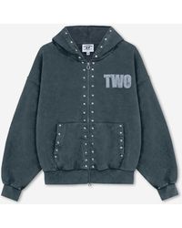 Twojeys - Studded Zip-Up Sweatshirt - Lyst