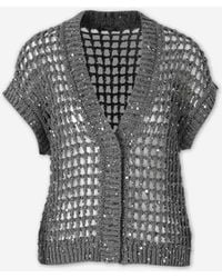 Peserico - Openwork Sequin Cardigan - Lyst