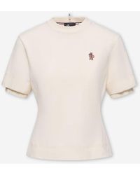 Moncler - Cotton Blend T-Shirt With Logo Patch - Lyst