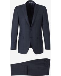 Canali Prince Of Wales Wool Suit - Blue