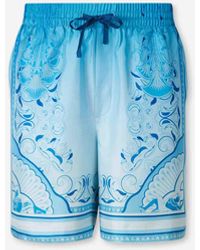 CASABLANCA - Printed Silk Bermuda Shorts - Lyst