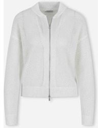 Peserico - Cardigan With Openwork And Zipper - Lyst