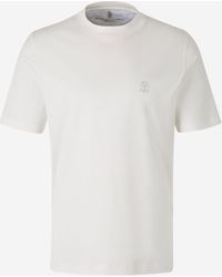 Brunello Cucinelli - T-Shirt Aus Baumwolle Mit Logo - Lyst