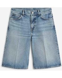 TOTEME - Wide Leg Denim Bermuda Shorts - Lyst