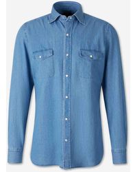Luigi Borrelli Napoli - Cotton Denim Shirt - Lyst