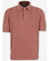 Brunello Cucinelli Linen Knit Polo Shirt in Blue for Men | Lyst