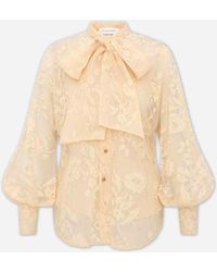 Zimmermann - Lace Blouse With Bow - Lyst