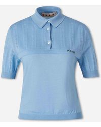 Marni - Openwork Knit Polo Shirt - Lyst
