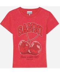 Ganni - Short Sleeve T-Shirt Cherries - Lyst