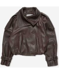 Acne Studios - Cropped Leather Jacket - Lyst