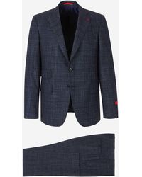 Isaia "gregory" Suit In Silk Wool - Blue