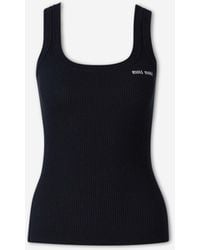 Miu Miu Logo-Patch Tank Top in White | Lyst