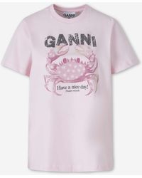 Ganni - Short Sleeve Crab T-Shirt - Lyst