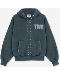 Twojeys - Studded Zip-Up Sweatshirt - Lyst