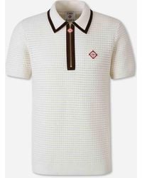 CASABLANCA - Zip-Up Knit Polo Shirt - Lyst