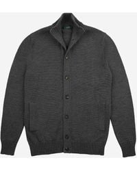 Zanone - Wool Knitted Cardigan Stone - Lyst