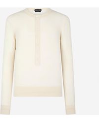 Tom Ford - Geripptes T-Shirt Mit Knöpfen - Lyst