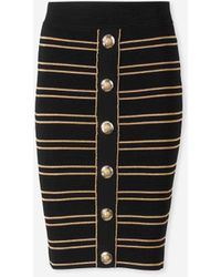Balmain - Jupe Midi Rayée - Lyst