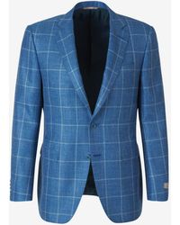 Canali Wool And Silk Blazer - Blue