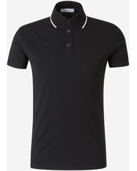 Cruciani Striped Neck Polo Shirt - Black
