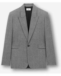 Saint Laurent - Giacca in flanella di lana principe di galles - Lyst