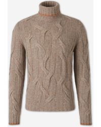 Fedeli - Cable Knit Turtleneck Sweater - Lyst