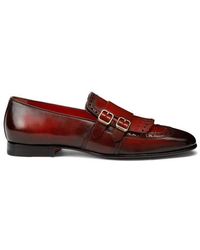 Santoni - Leather Double-Buckle Loafer With Fringe - Lyst
