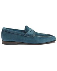 Santoni - Blaue Penny-Loafer Für Herren Aus Wildleder, Größe - Lyst