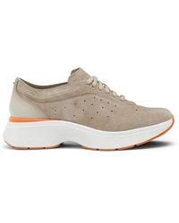 Santoni - Beigefarbene Easy Bounce Sneaker Für Damen Aus Wildleder - Lyst