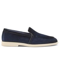 Santoni - Blaue Loafer Für Herren Aus Wildleder - Lyst