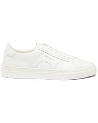 Santoni - Weiße Double Buckle Sneaker Für Herren Aus Leder - Lyst