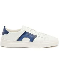 Santoni - And Leather Double Buckle Sneaker - Lyst